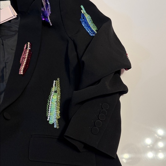Cinq à Sept Black Blazer with Colorful Embellishments - Picture 4 of 4